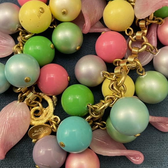 Vintage Alice Caviness Pastel Bauble Gold Bracelet - Picture 2 of 9